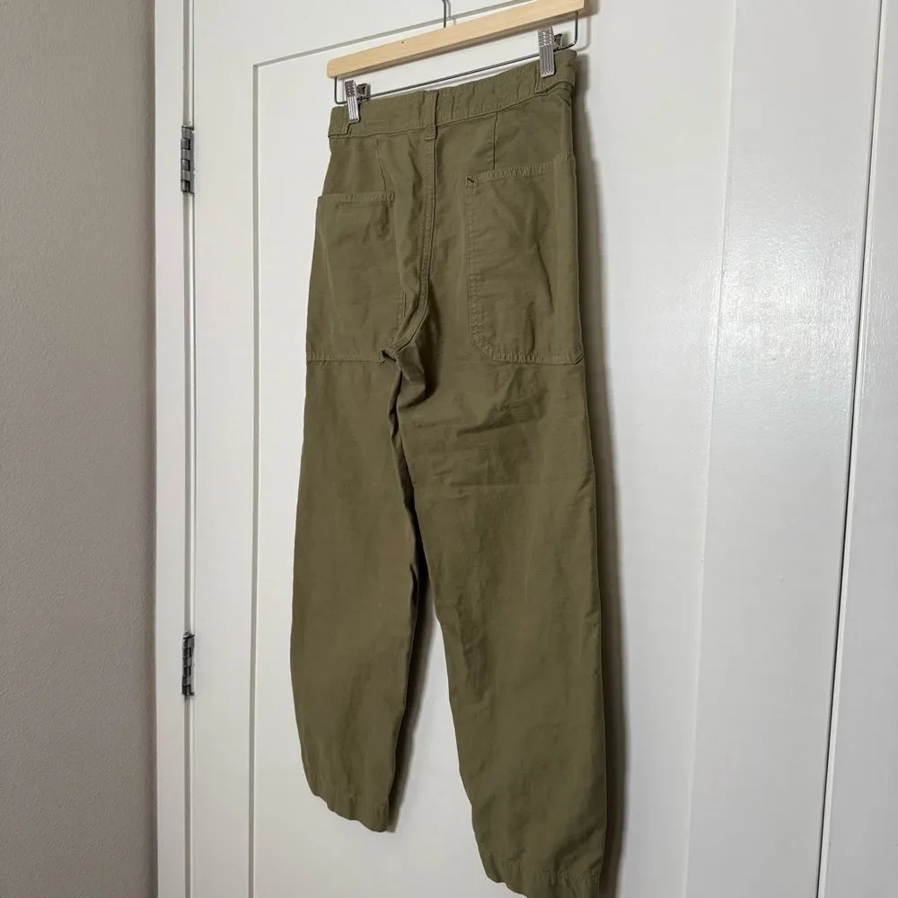 Everlane Fatigue Barrel Pants Womens 0 Tan Khaki High Rise Organic Cotton Linen